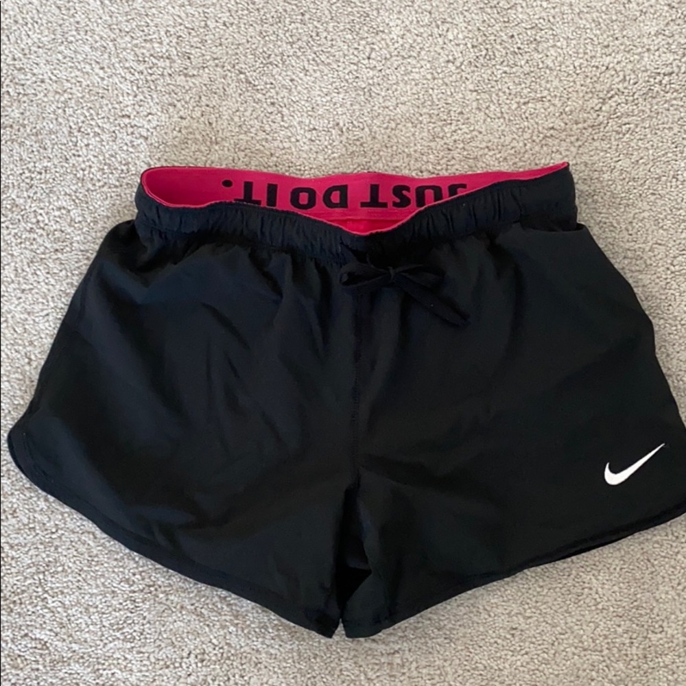 Black nike shorts with pink tights/liner